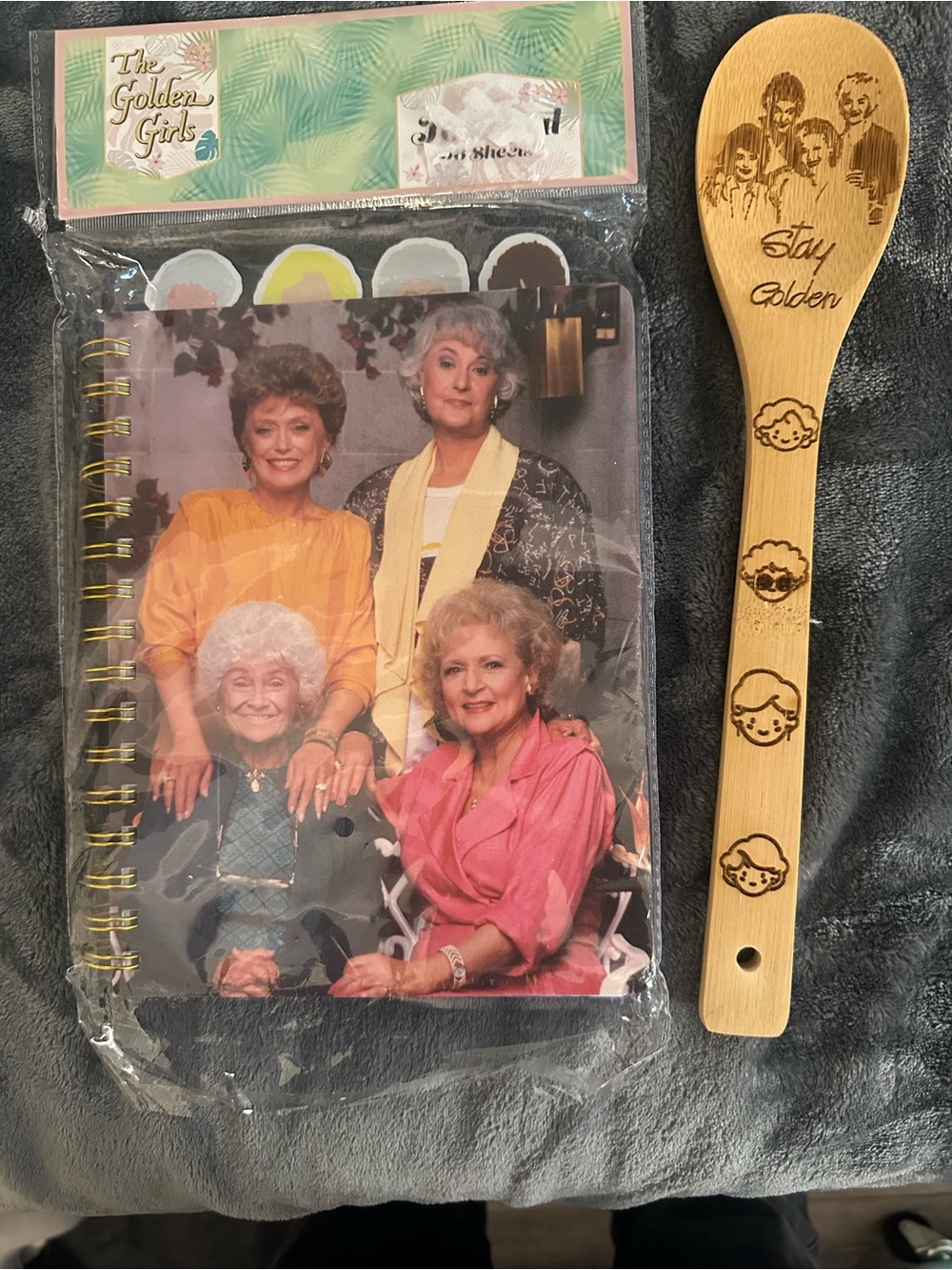 Golden Girls Gift Set Notebook Wooden Spoon Bookmarks NEW